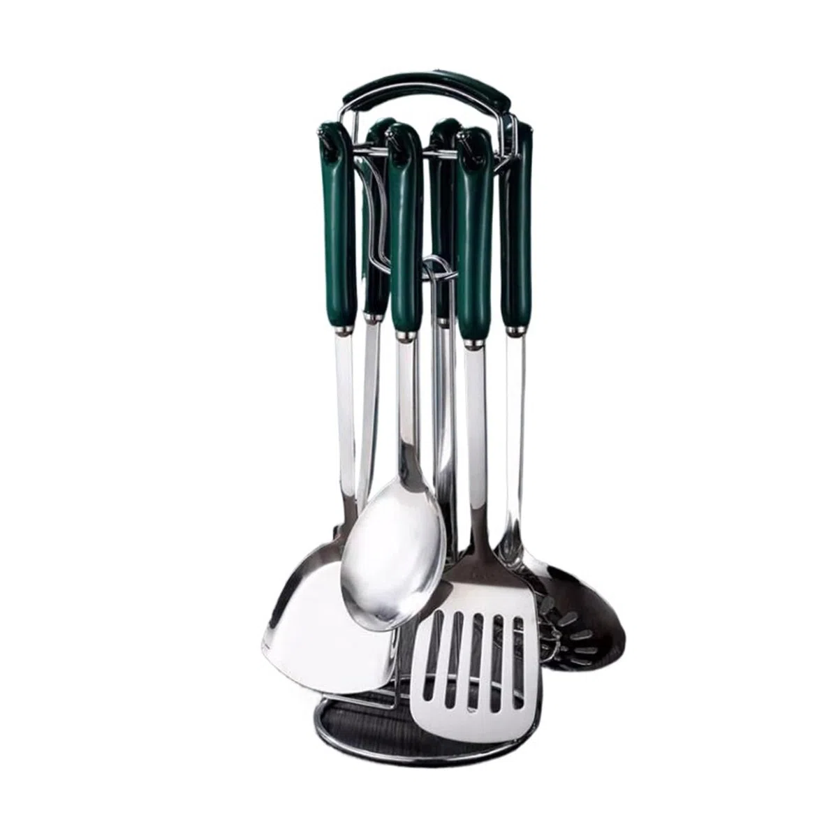 Cuillères de Cuisine en céramique, spatules, ustensiles de Cuisine en Acier Inoxydable, Gadgets, ustensiles de Cuisson, ustensiles de Cuisine, 7 pièces (Vert)