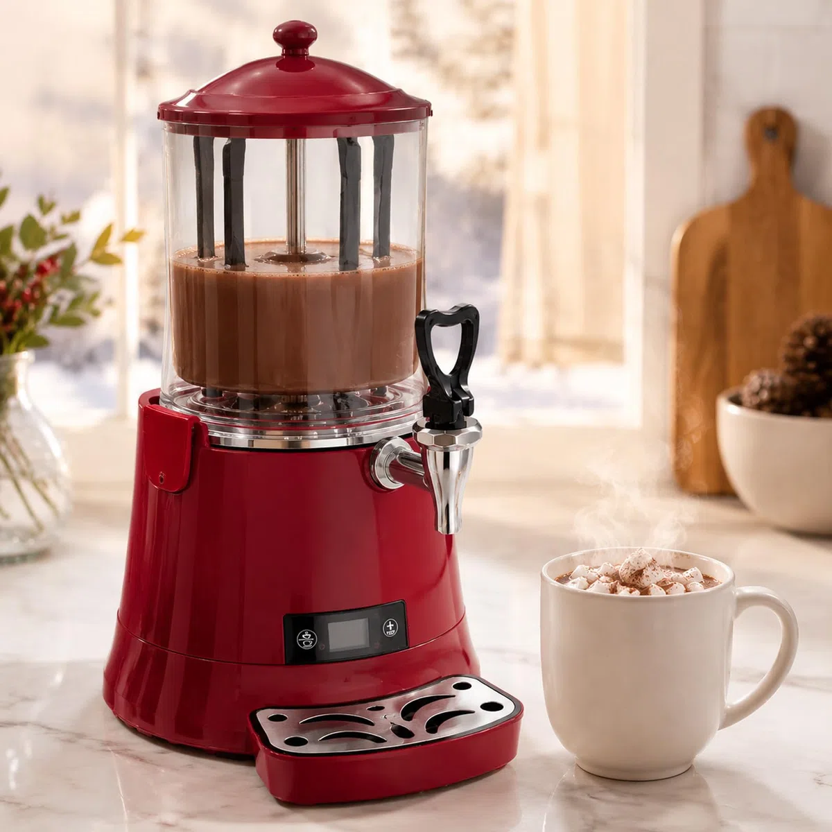 Machine Professionnelle Chocolat Chaud 10L 400W Agitateur 40W Moteur Red