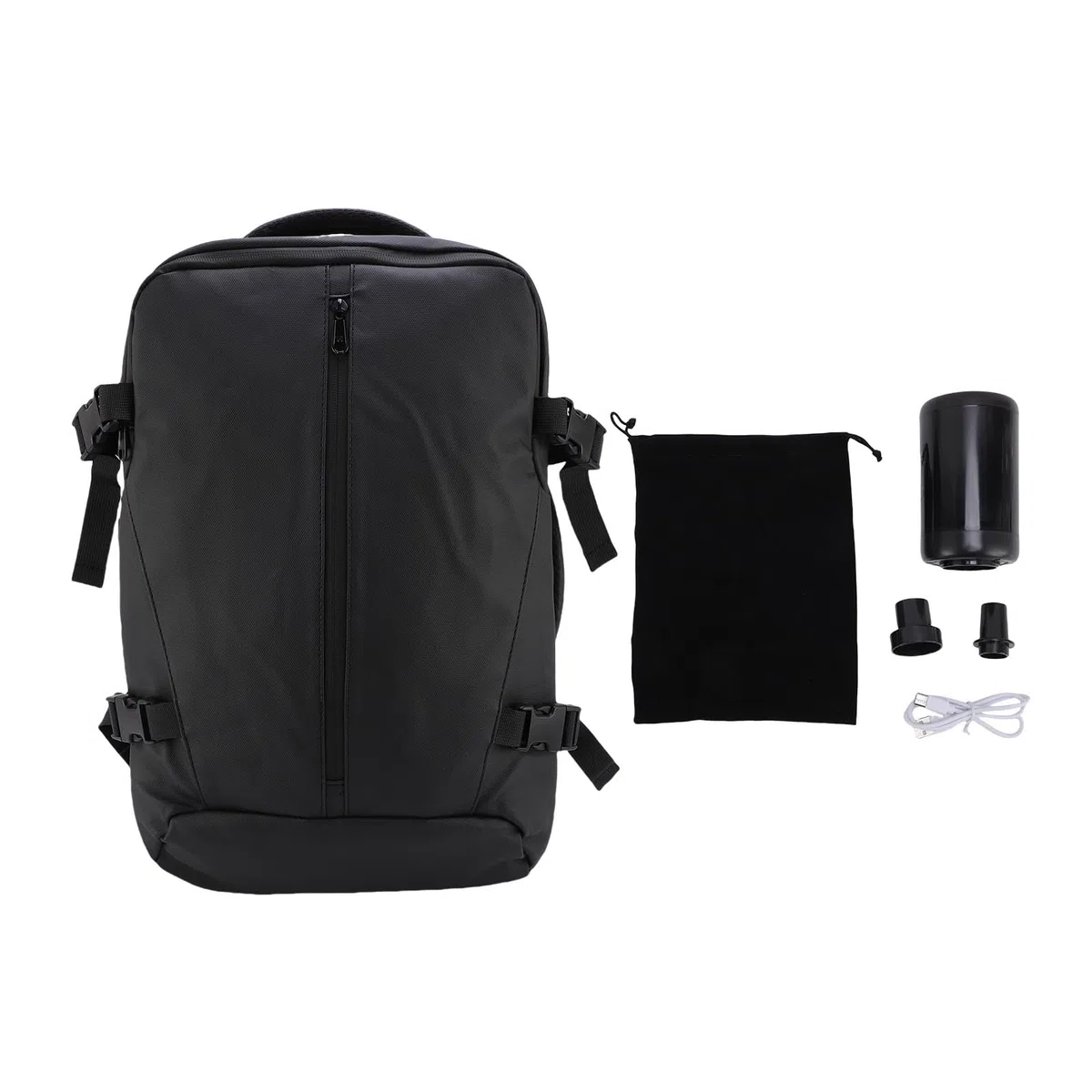 Sac à Dos Extensible à Compression sous Vide, Grande capacité pour Voyage d'affaires, Tissu Oxford Noir, 36-55 L