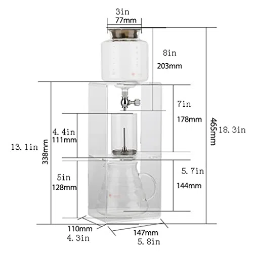 Infusion à froid à débit réglable – Filtre en acier inoxydable et carafe en verre pour un café ou un thé parfait à chaque fois