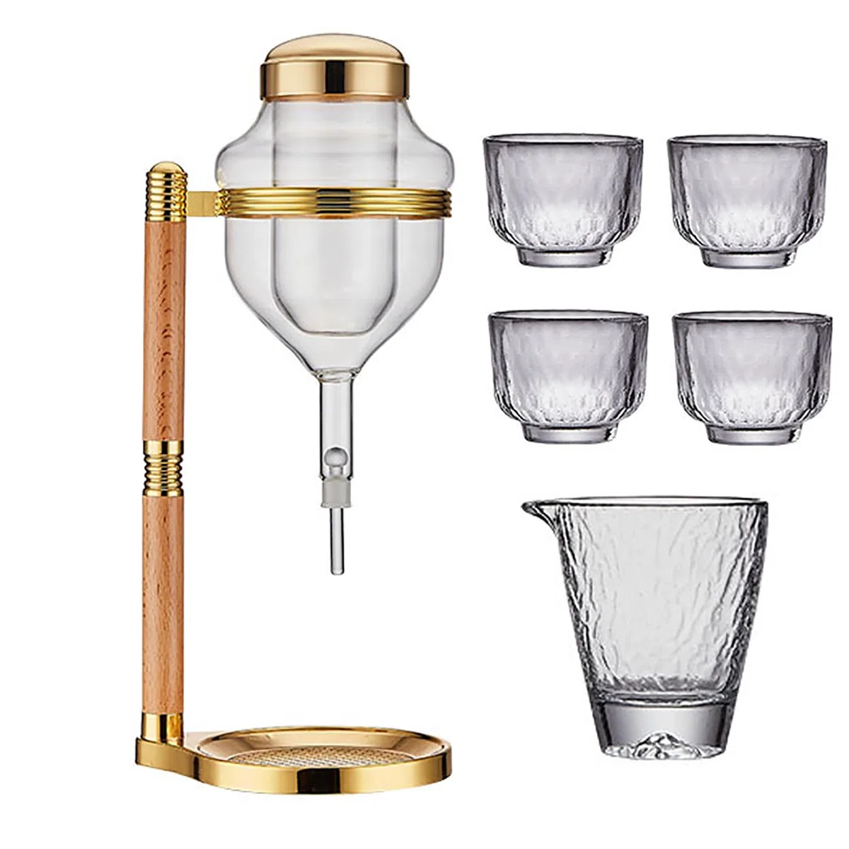 Ensemble de Distributeur de vin Thermique - Décanteuse Glace avec Tasses pour Bourbon, sahi, Tequila.Gardez Les Boissons Froides sans Dilution.Élégante Couleur de Verre pour Home Bar, Fêtes, Hôtels.