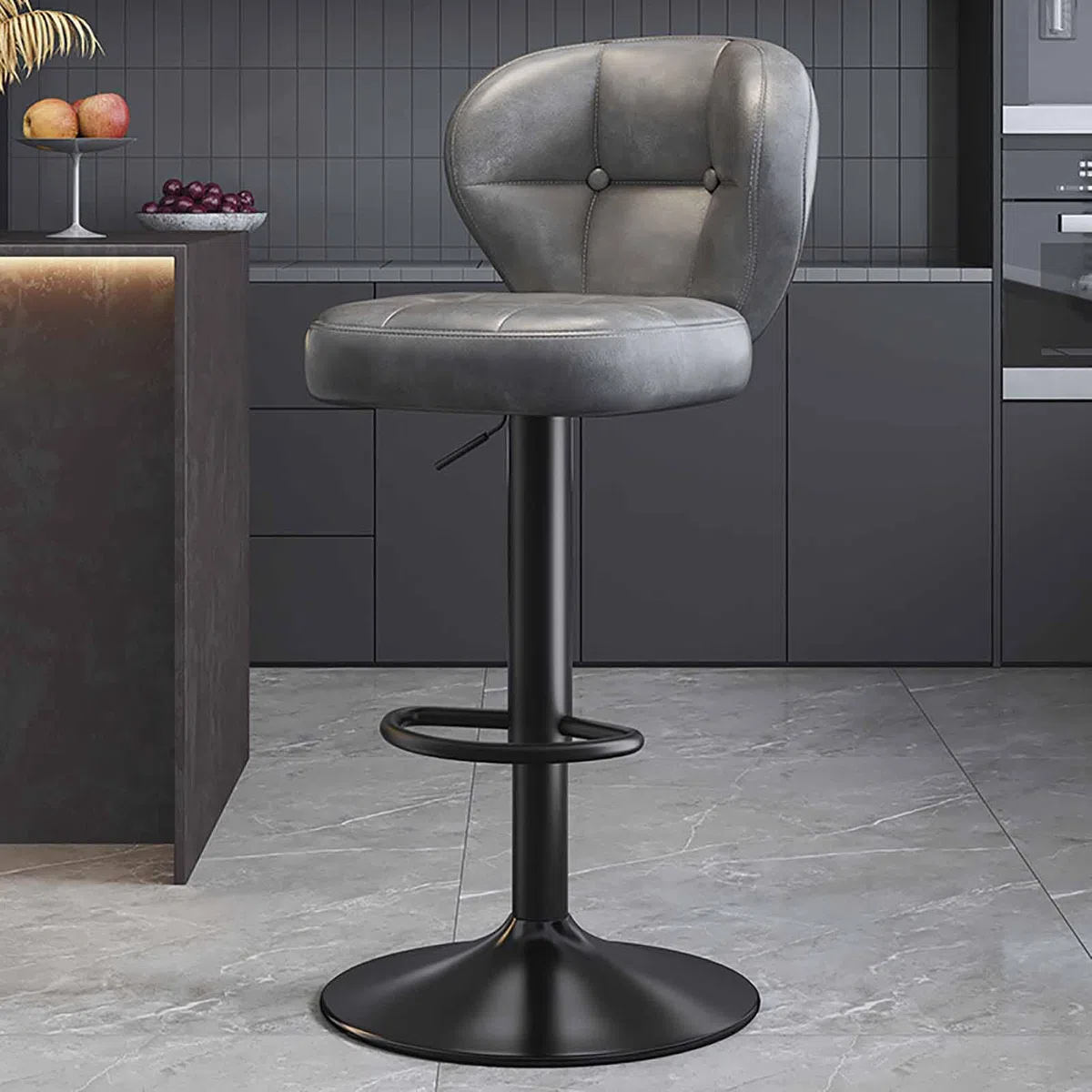 Tabourets De Bar Pivotant Hauteur Réglable avec Dossier, Lot De 1