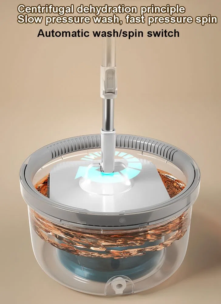 Ensemble Balai et Seau rotatifs pour Le Nettoyage de la Maison, tête rotative à 360 degrés, Double Compartiment pour l'eau Sale et Propre, balais rotatifs pour sols