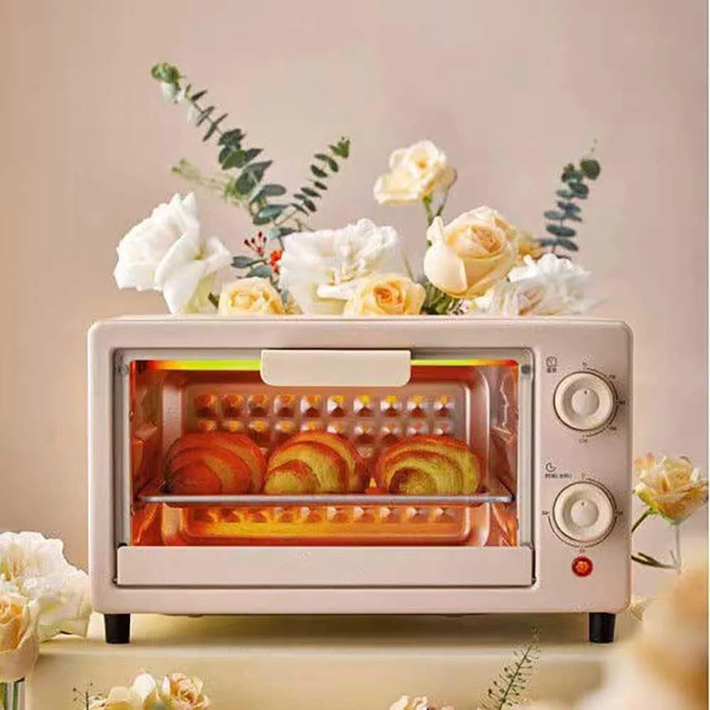 Four à Grille-Pain électrique 10L avec Chauffage par Convection, Cuisson au Four à comptoir Compact pour Le Pain Pizza Bagels, Appareil de Cuisine Rose