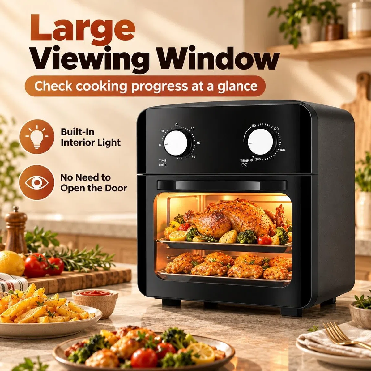 Friteuse À Air Chaud 10L, Mini-four 1350W