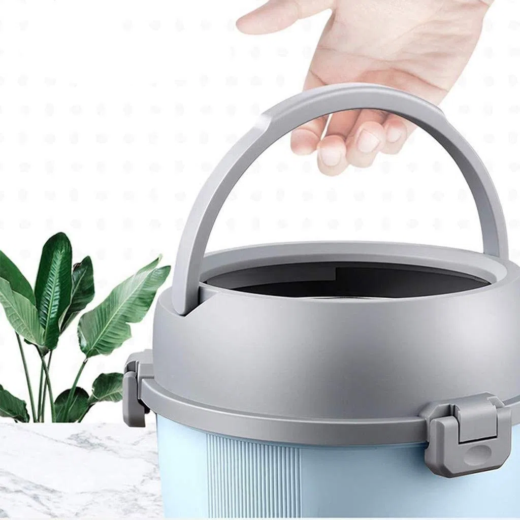 Ensemble serpillère rotative et seau, poignée télescopique, poignée en acier inoxydable, avec 4 serpillères, autonettoyante et à presser