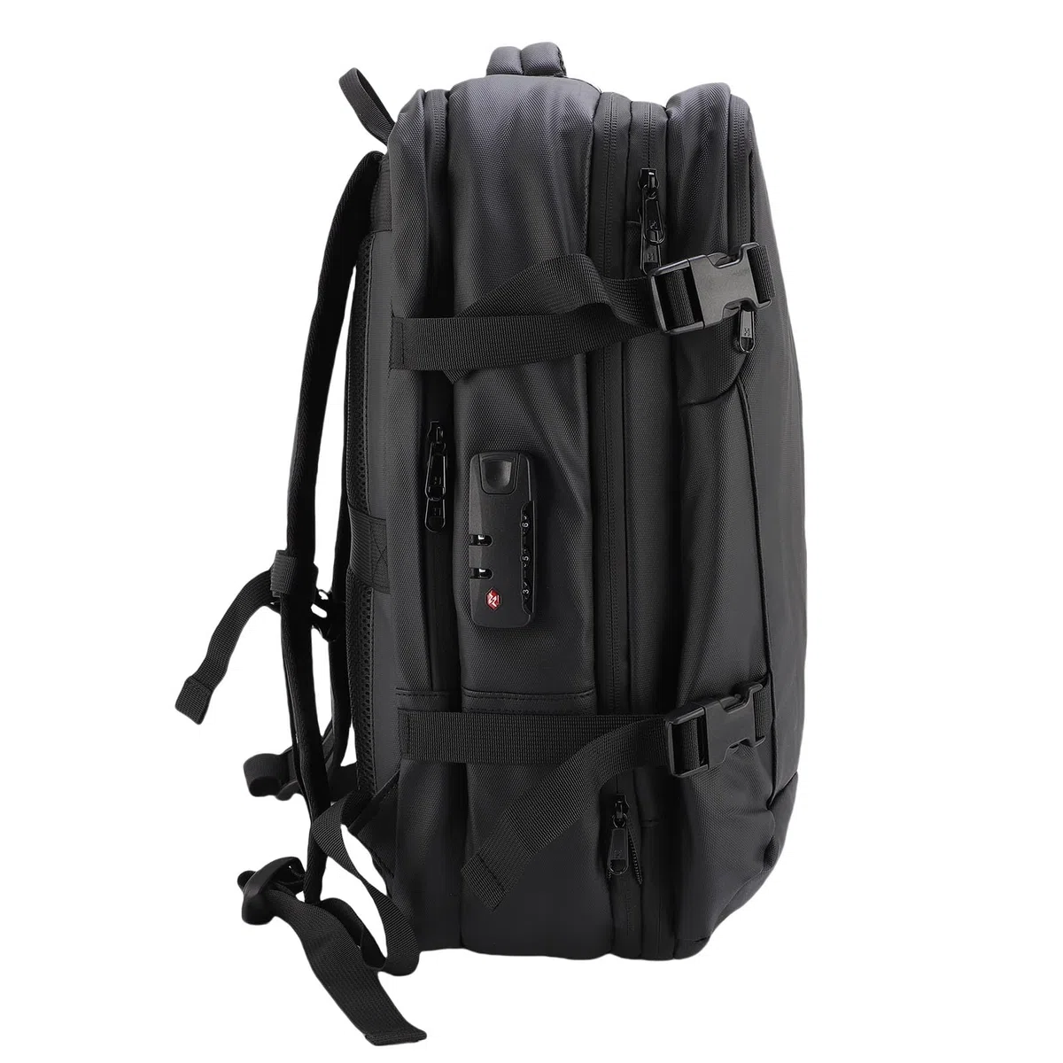 Sac à Dos Extensible à Compression sous Vide, Grande capacité pour Voyage d'affaires, Tissu Oxford Noir, 36-55 L