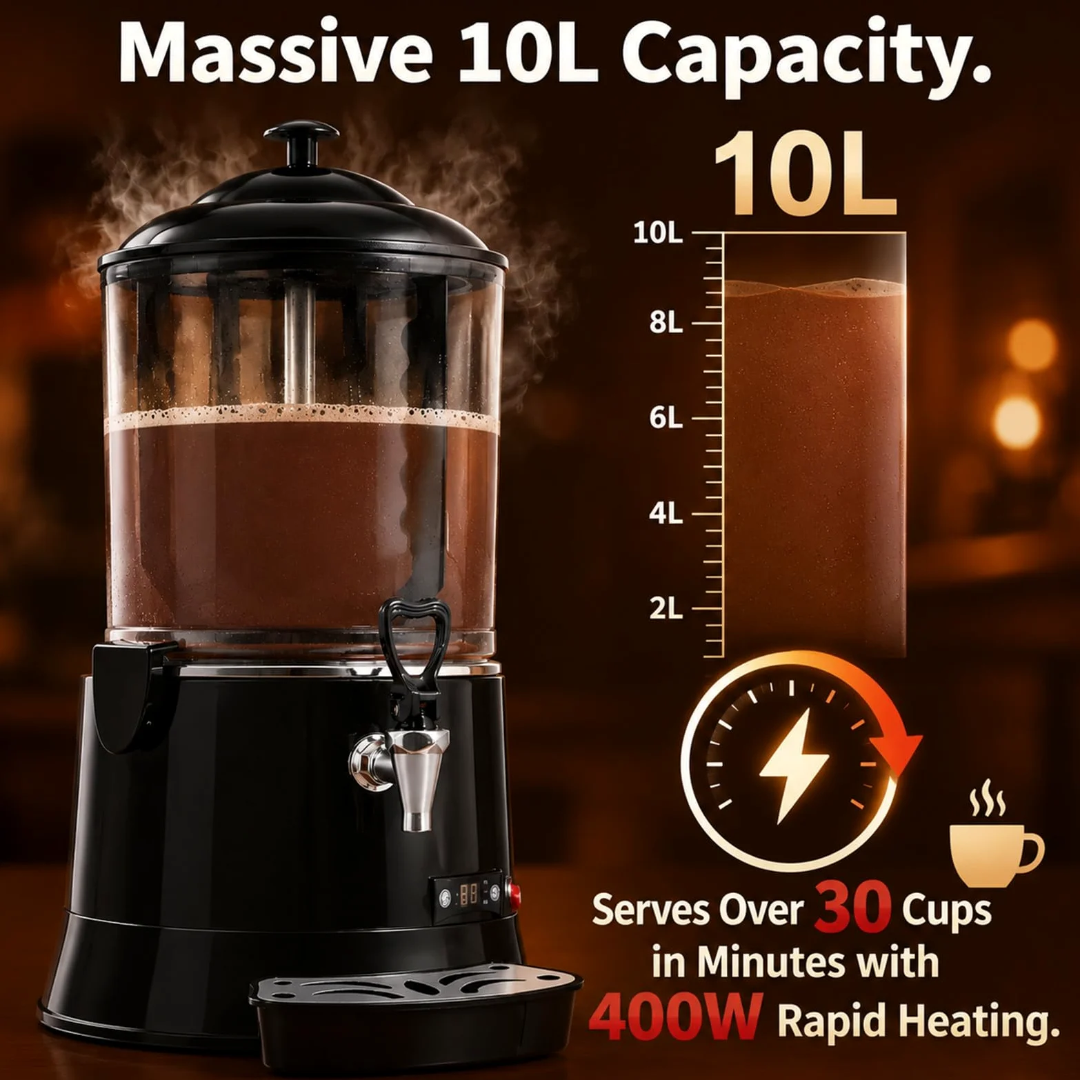 Machine Professionnelle Chocolat Chaud 10L 400W Agitateur 40W Moteur Red