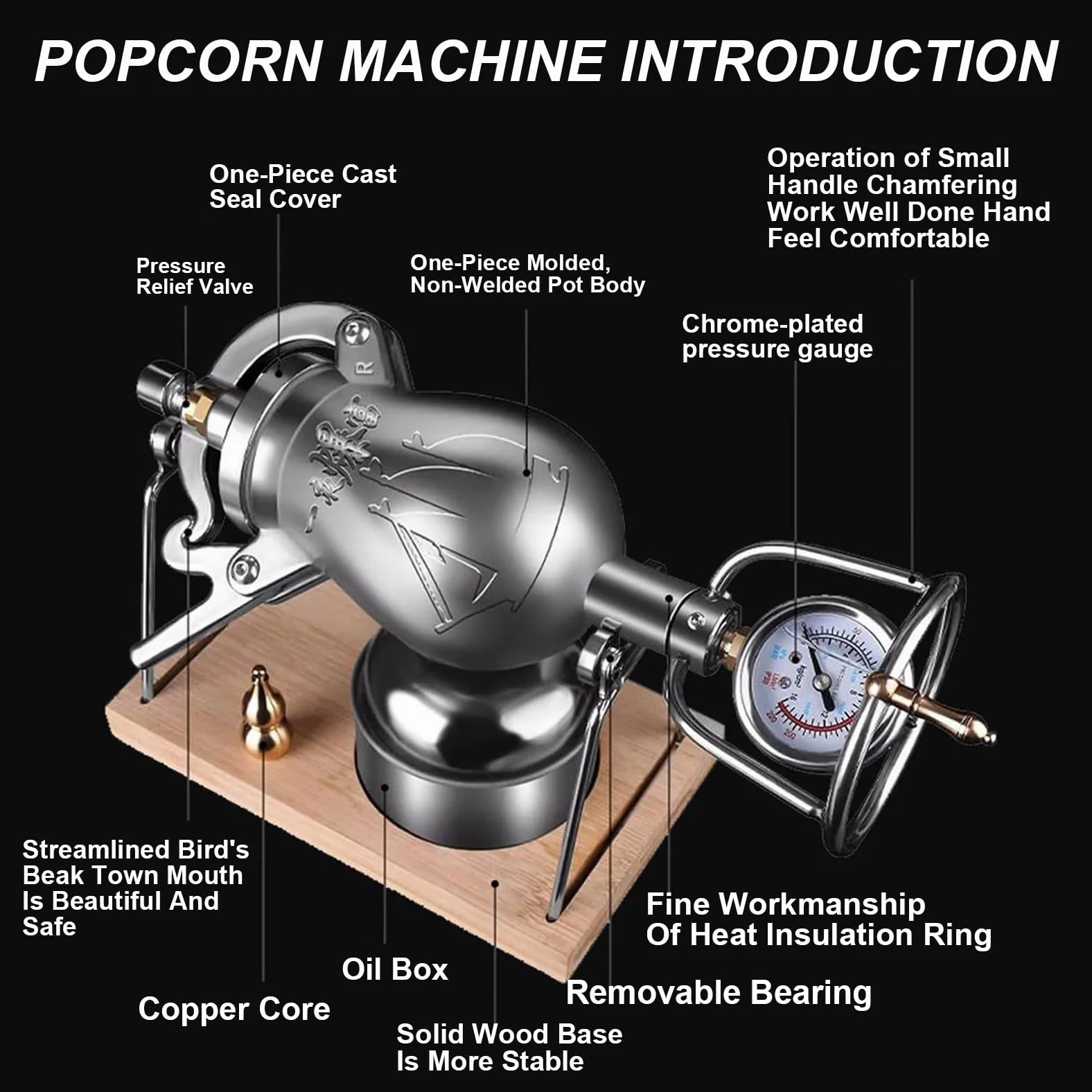 Machine à popcorn haute pression – Machine à popcorn sur cuisinière pour riz soufflé à la main et pop-corn – Maquina de Palomitas de Maiz chinoise