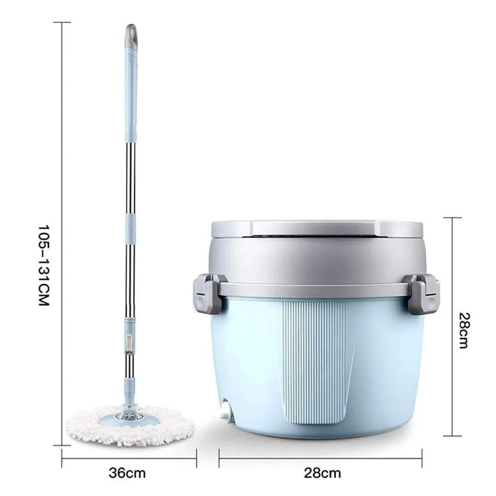 Ensemble serpillère rotative et seau, poignée télescopique, poignée en acier inoxydable, avec 4 serpillères, autonettoyante et à presser