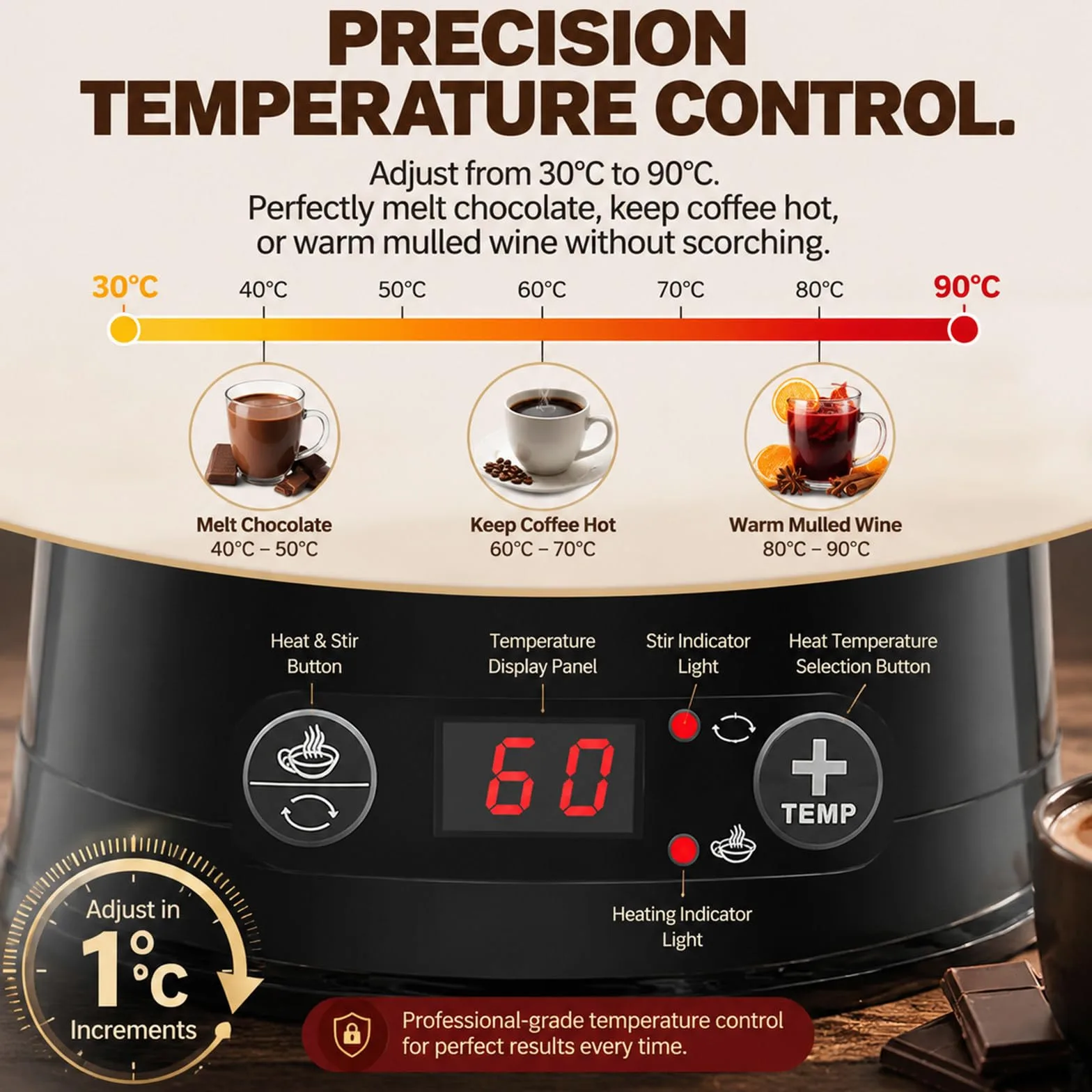 Machine Professionnelle Chocolat Chaud 10L 400W Agitateur 40W Moteur Red