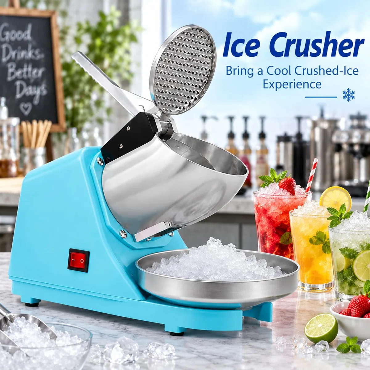 Broyeur à glace électrique 300 W 65 kg/h Machine à glace rasée réglable