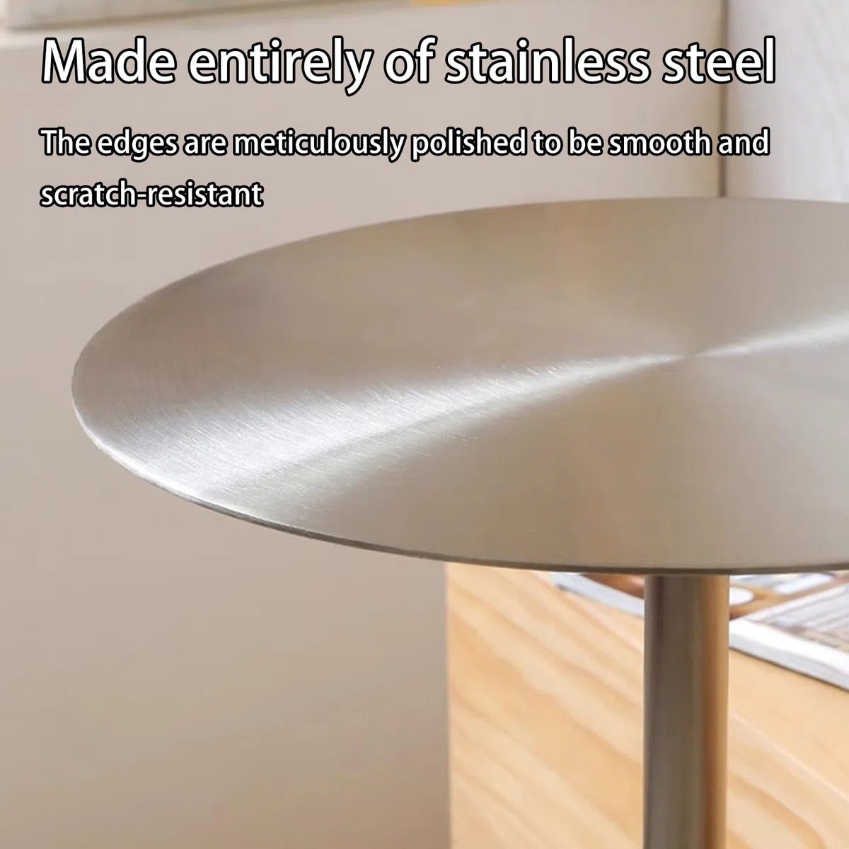 Table pliante ronde en acier inoxydable pour économiser de l'espace – Bureau de bar moderne pour usage intérieur/extérieur – Table de stand de 35 cm / 13.7in pour café et salle à manger, élégante et