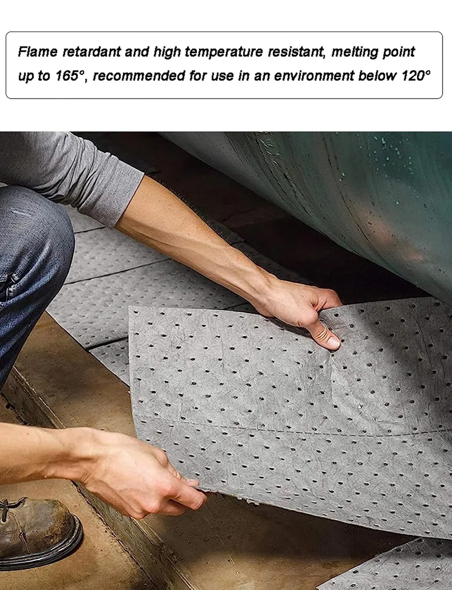 Rouleau de tapis absorbant l'huile industrielle – Coussinets en polypropylène pour absorber l'huile, le diesel, le carburant et les déversements d'hydrocarbures
