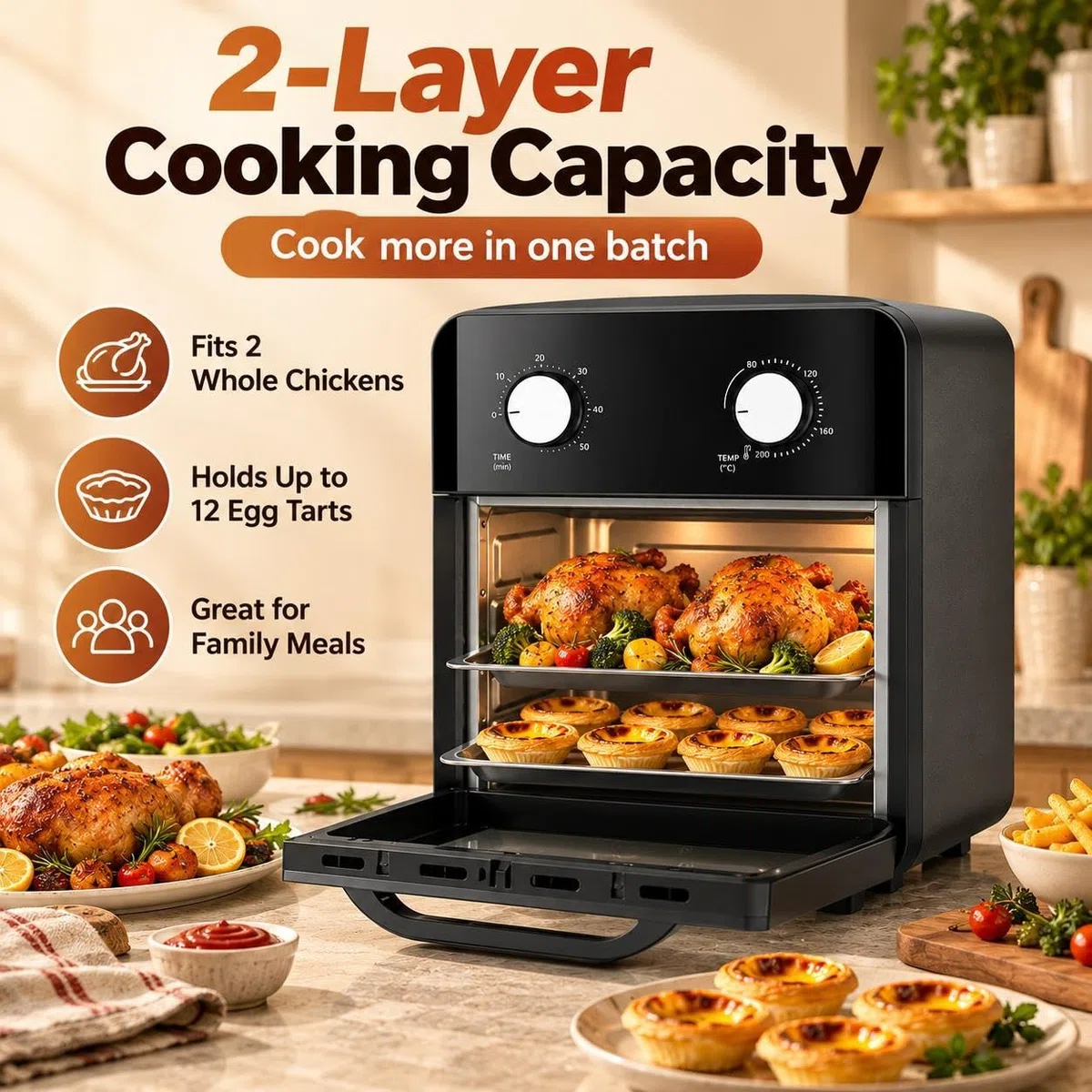 Friteuse À Air Chaud 10L, Mini-four 1350W