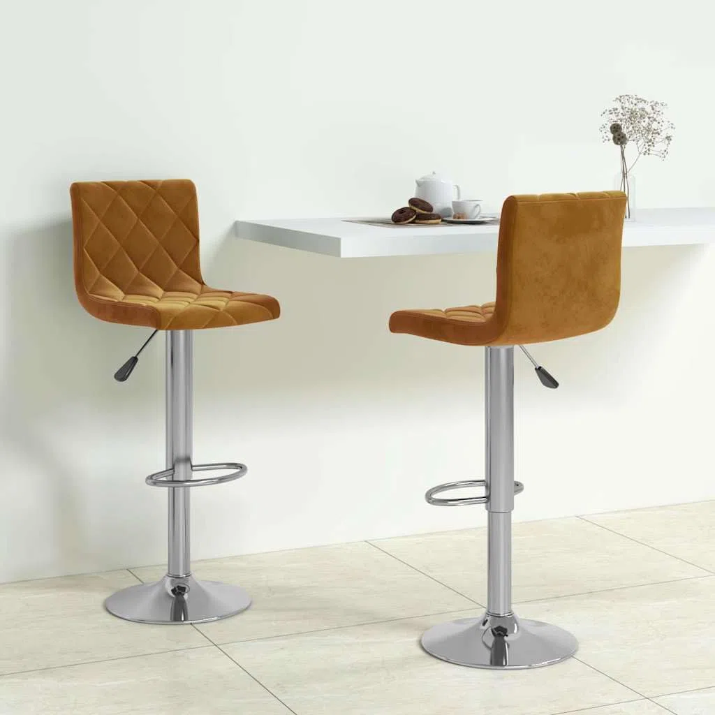 Makastle Tabourets de Bar Lot de 2 Marron en Velours