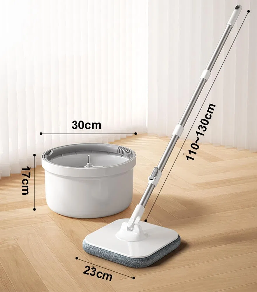 Ensemble Balai et Seau rotatifs pour Le Nettoyage de la Maison, tête rotative à 360 degrés, Double Compartiment pour l'eau Sale et Propre, balais rotatifs pour sols