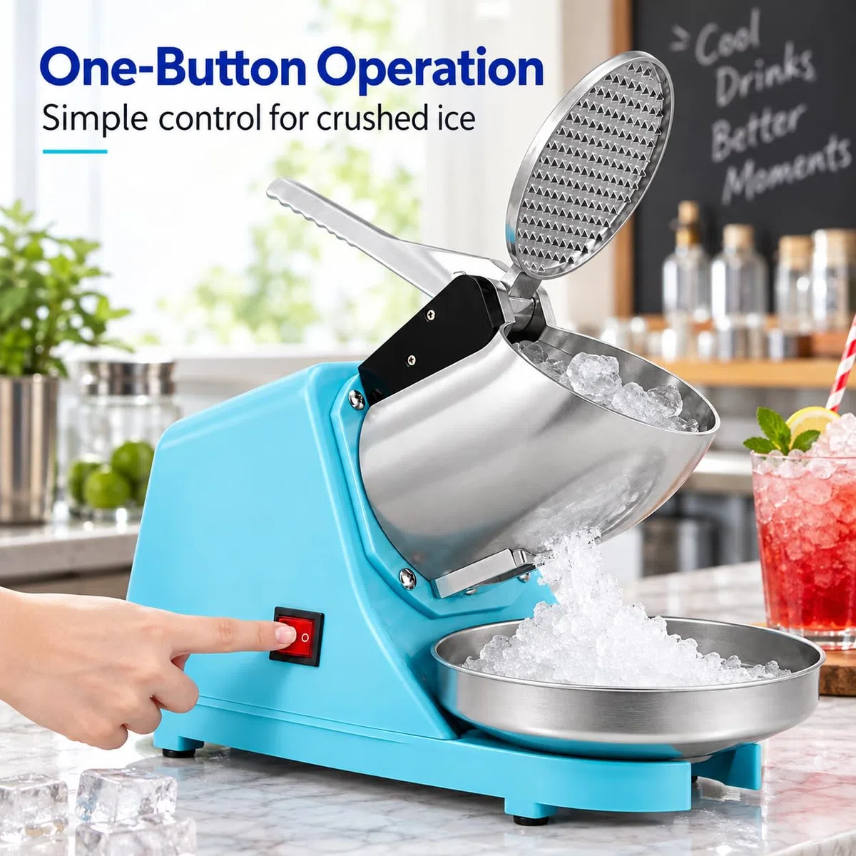 Broyeur à glace électrique 300 W 65 kg/h Machine à glace rasée réglable