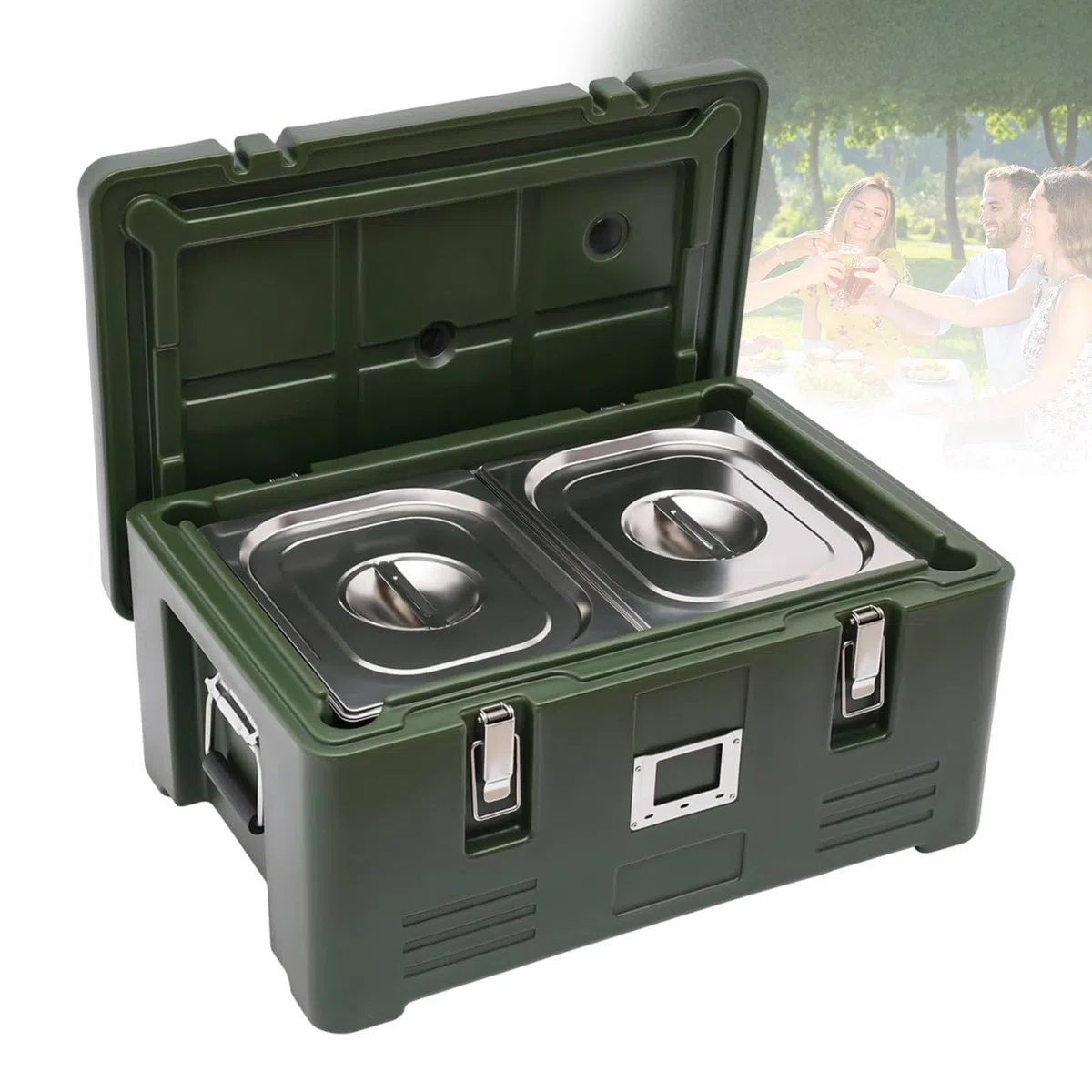 Boîte Isotherme Alimentaire Boîte Thermique Professionnelle, Chauffe-Plats Sans électricité, Compatible Bacs Gastronormes Plein Format, Transport Repas Chaud Pour Restauration Professionnelle(2 pans)