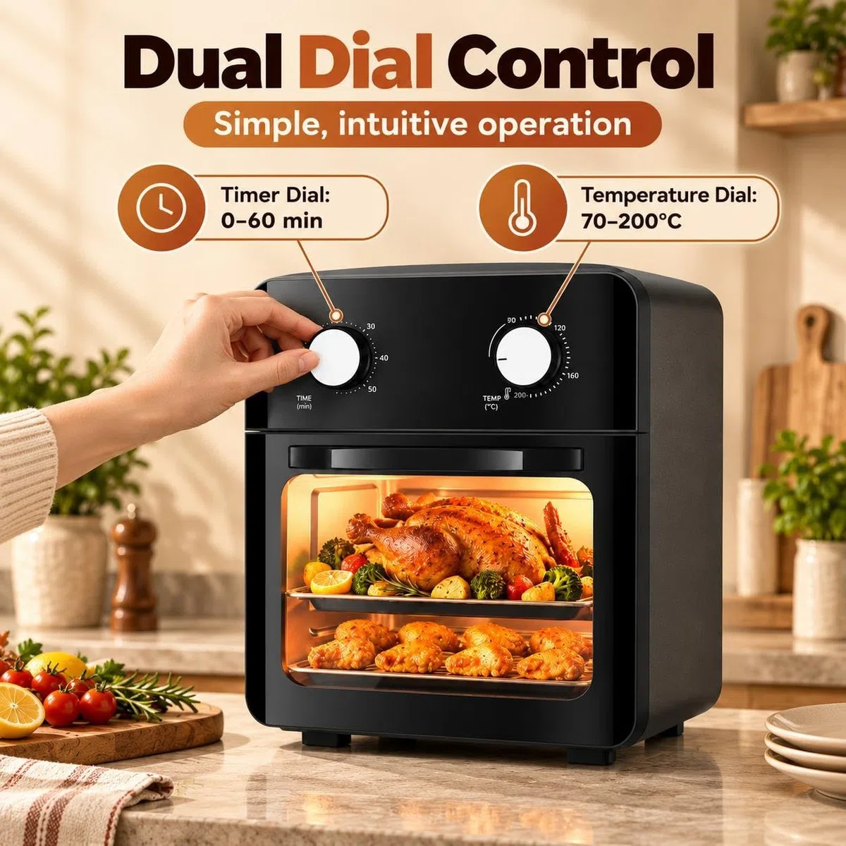 Friteuse À Air Chaud 10L, Mini-four 1350W