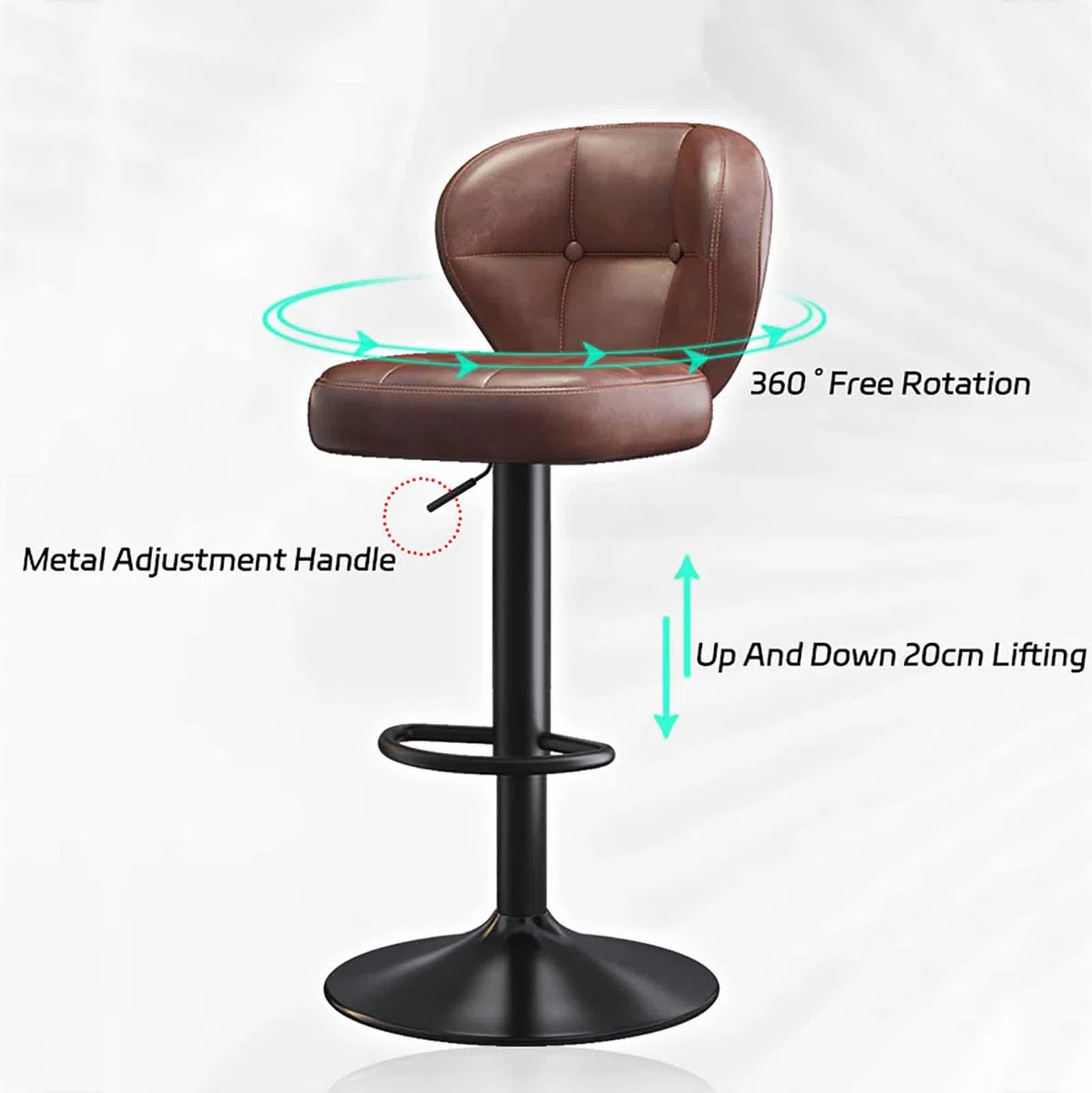 Tabourets De Bar Pivotant Hauteur Réglable avec Dossier, Lot De 1