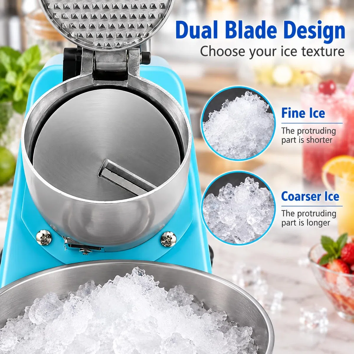 Broyeur à glace électrique 300 W 65 kg/h Machine à glace rasée réglable