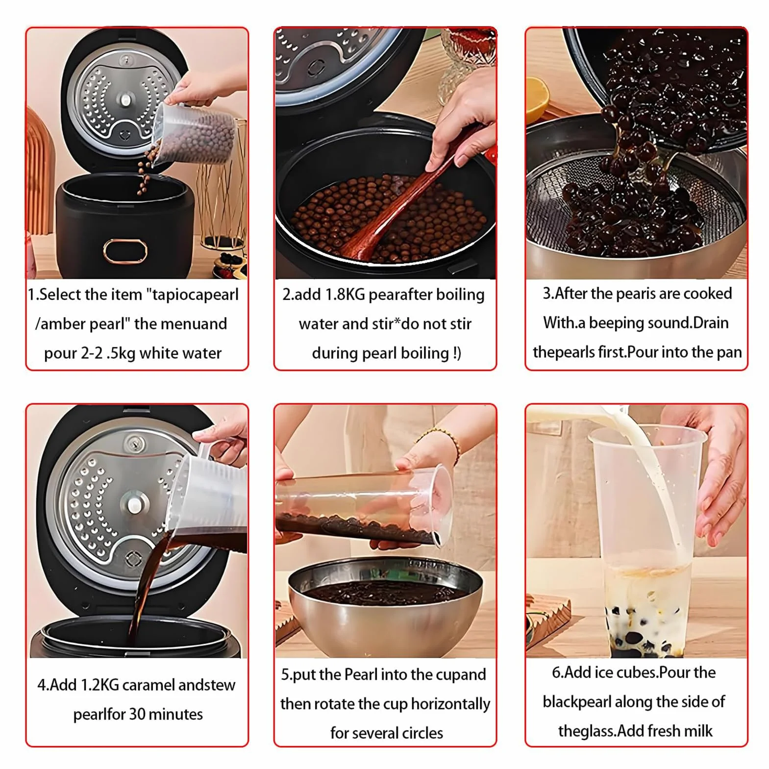 Machine à 5l-16l Entièrement Automatique Cuiseur de Perles avec Panneau Tactile Intelligent et Réglage de Température et Minuteur Sonde de Température Machine Professionnelle à Thé au Lait 5L-A