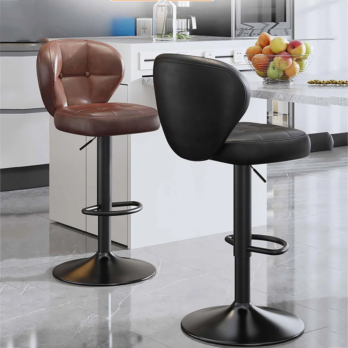 Tabourets De Bar Pivotant Hauteur Réglable avec Dossier, Lot De 1