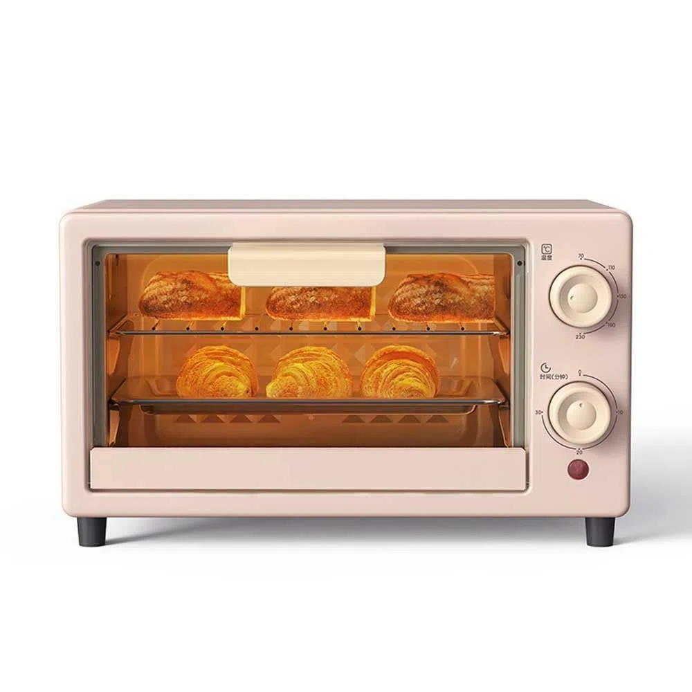 Four à Grille-Pain électrique 10L avec Chauffage par Convection, Cuisson au Four à comptoir Compact pour Le Pain Pizza Bagels, Appareil de Cuisine Rose
