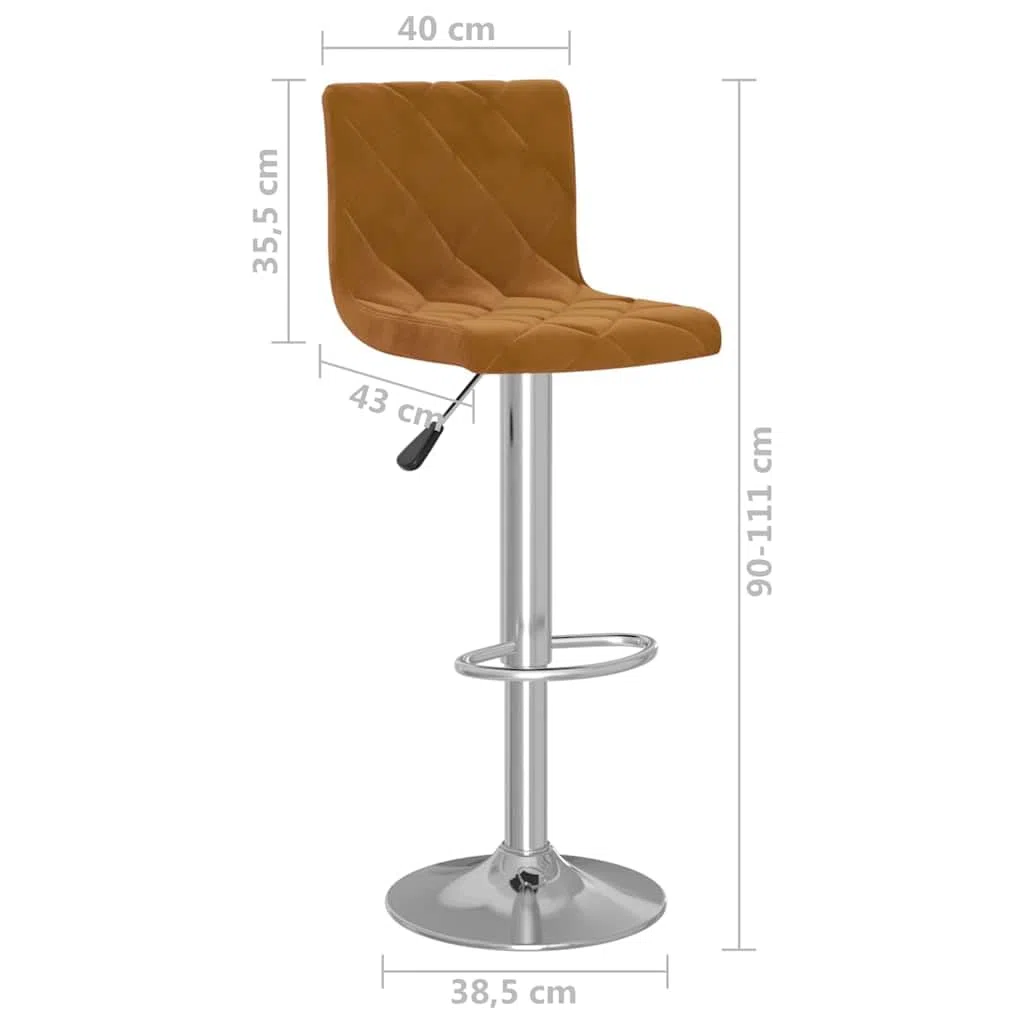 Makastle Tabourets de Bar Lot de 2 Marron en Velours
