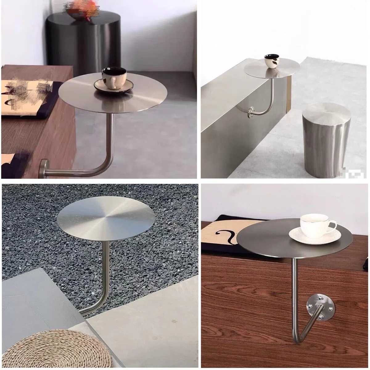 Table pliante ronde en acier inoxydable pour économiser de l'espace – Bureau de bar moderne pour usage intérieur/extérieur – Table de stand de 35 cm / 13.7in pour café et salle à manger, élégante et