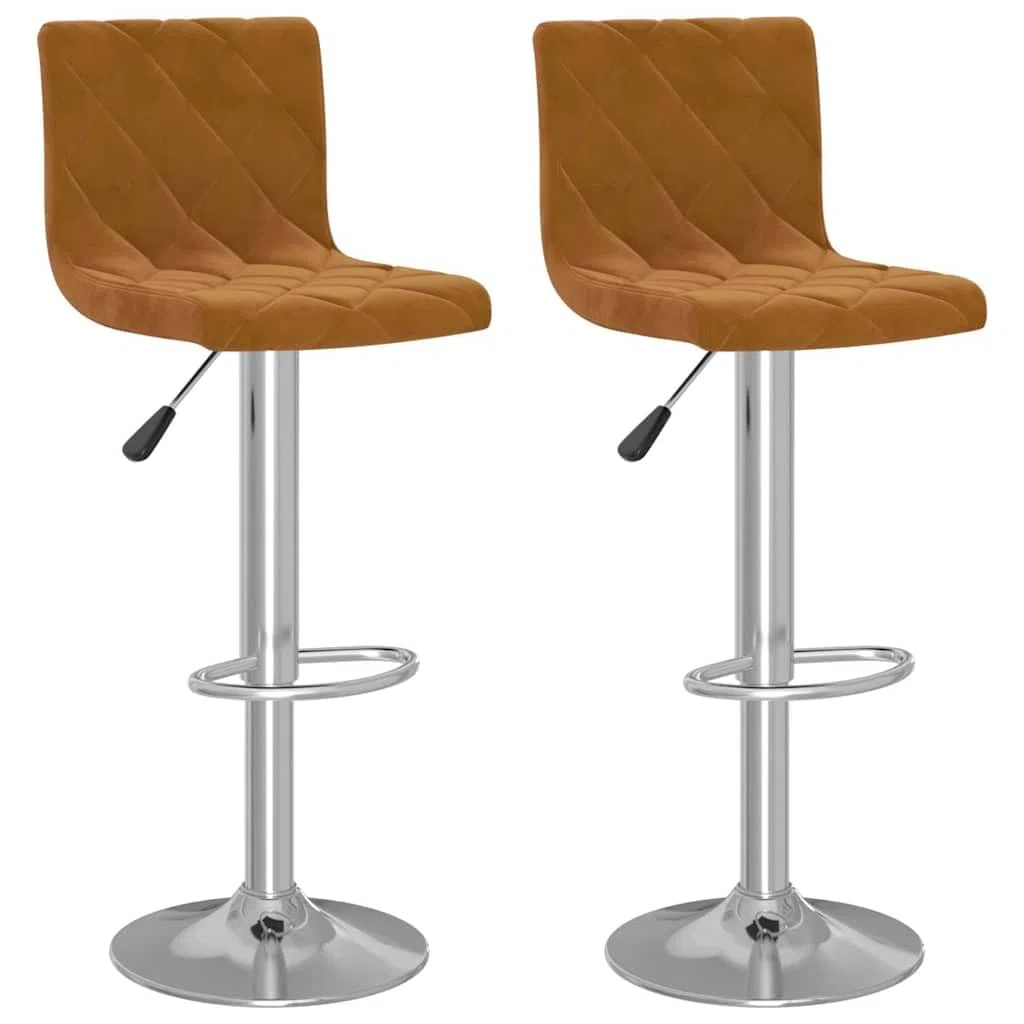 Makastle Tabourets de Bar Lot de 2 Marron en Velours