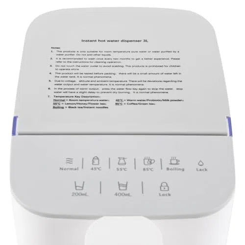 Distributeur d'eau chaude à chauffage rapide 3-seconde, 5 réglages de température pour le café de thé, chaudière de comptoir 102 Oz, opération sûre et calme avec arrêt automatique, parfait pour l'util